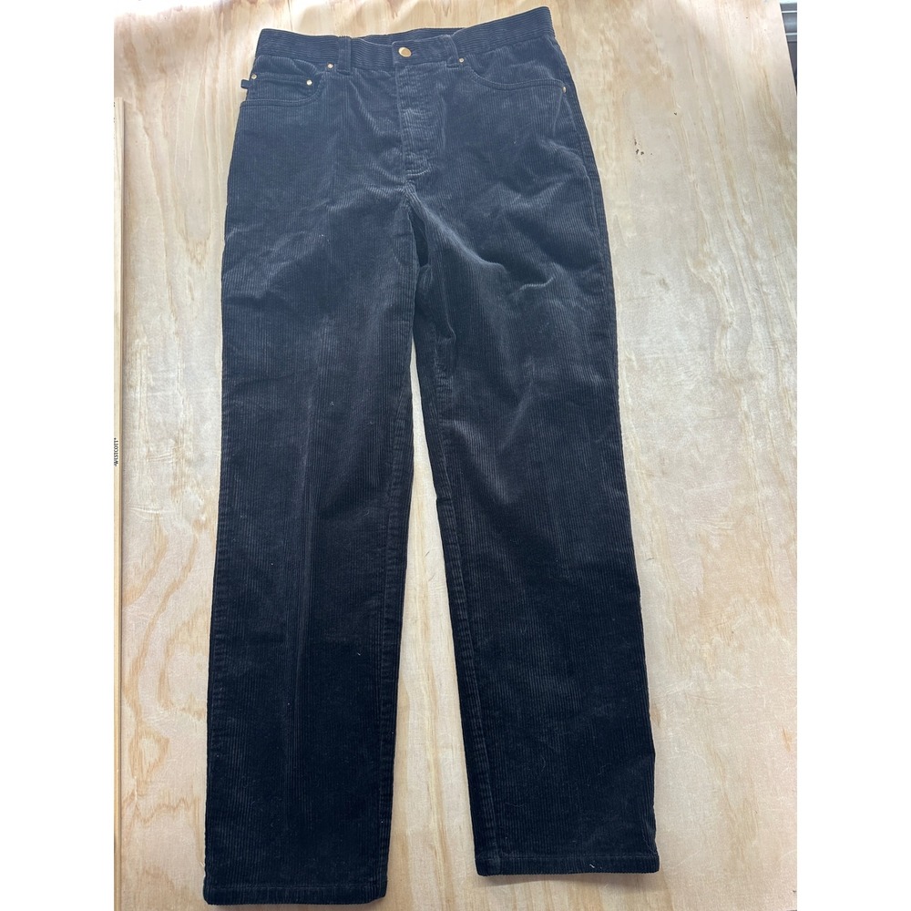 Lauren Ralph Lauren Black Corduroy Pants Straight Leg High Rise Womens 12